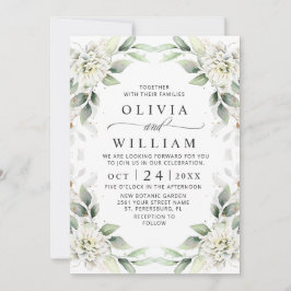 Invitación Elegante Boda floral verde dorado