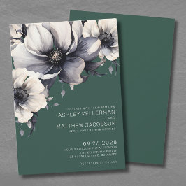 Invitación Elegante Boda floral verde esmeralda