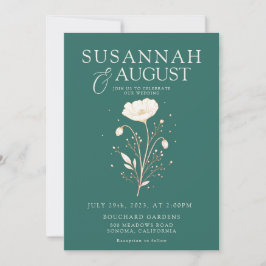 Invitación Elegante Boda Floral Verde Esmeralda