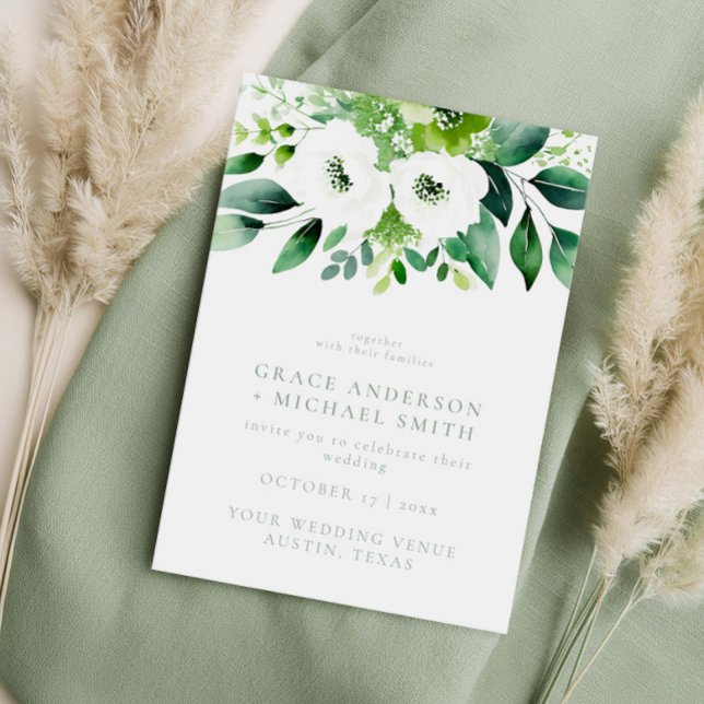 Invitación Elegante Boda floral verde sabio (Subido por el creador)