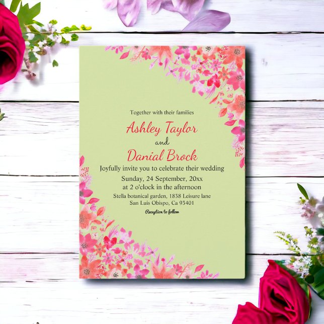 Invitación Elegante Boda floral verde sabio de Boho Country (Subido por el creador)