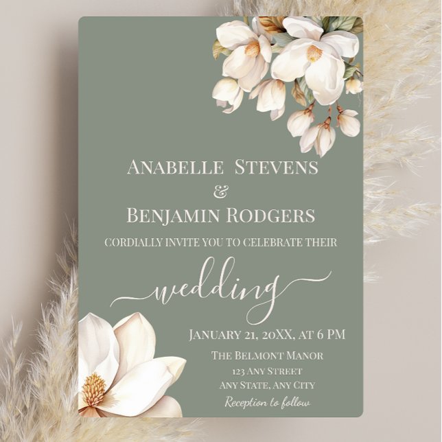 Invitación Elegante Boda floral verde sabio y blanco (Subido por el creador)