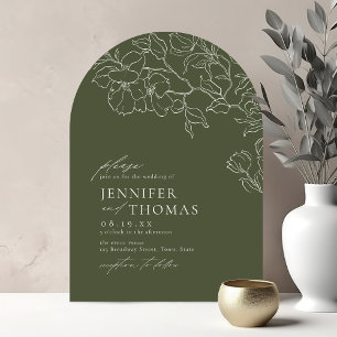 Invitación Elegante boda floral verde salvia dibujada a mano