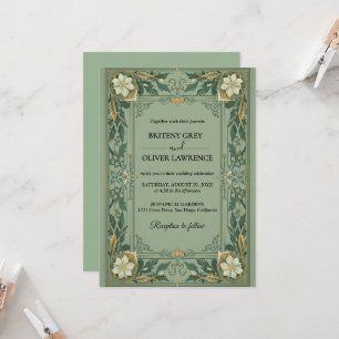 Invitación Elegante Boda Floral Vintage Art Nouveau Mucha