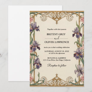 Invitación Elegante Boda Floral Vintage Art Nouveau Mucha