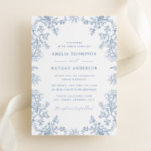 Elegante boda floral vintage polvoriento azul