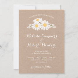 Invitación Elegante Boda Floral White Daisies