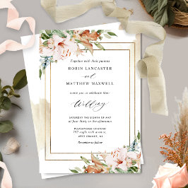 Invitación Elegante Boda Floral y acuarela de Terracota I