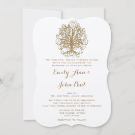 Invitación Elegante Boda Forestal De Árbol De Giro Oro
