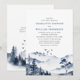 Invitación Elegante Boda Forestal de las Montañas Acuáticas
