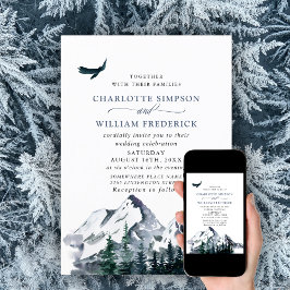 Invitación Elegante Boda Forestal de las Montañas Acuáticas