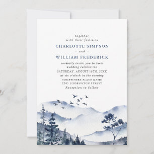Invitación Elegante Boda Forestal de las Montañas Acuáticas