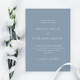 Invitación Elegante Boda formal azul turbio Minimalista