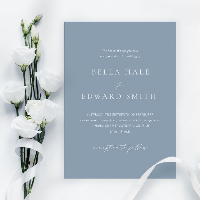 Invitación Elegante Boda formal azul turbio Minimalista (Subido por el creador)