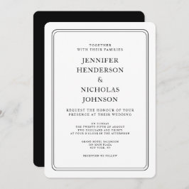 Invitación Elegante Boda Formal Blanco Y Negro