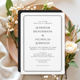 Invitación Elegante Boda Formal Blanco Y Negro