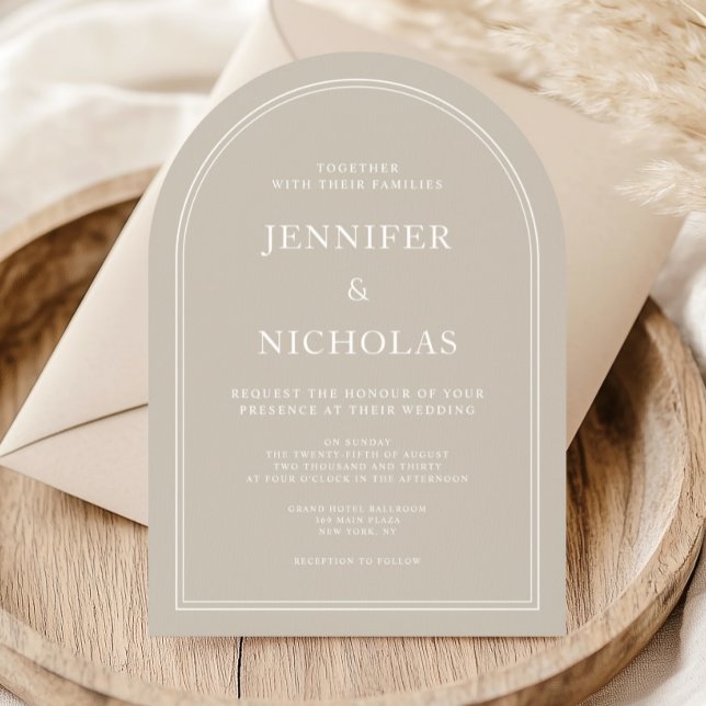 Invitación Elegante Boda Formal Clásica Beige (Elegant Classic Formal Taupe Wedding Invitation)
