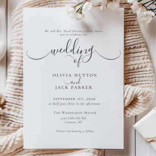 Invitación Elegante Boda formal clásico blanco negro