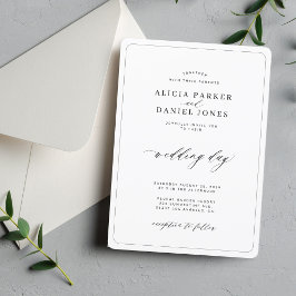 Invitación Elegante boda formal clásico blanco y negro