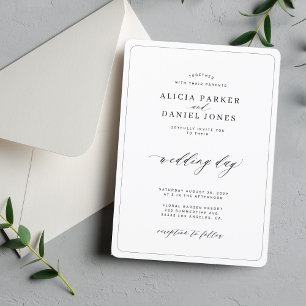 Invitación Elegante boda formal clásico blanco y negro
