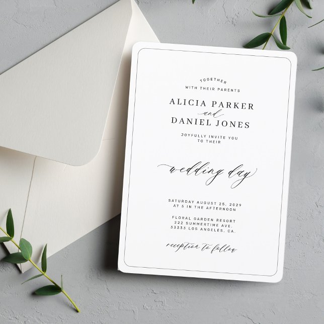 Invitación Elegante boda formal clásico blanco y negro (Subido por el creador)