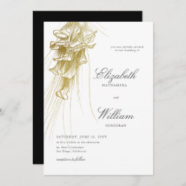 Invitación Elegante Boda formal clásico de oro Calla Lily BW