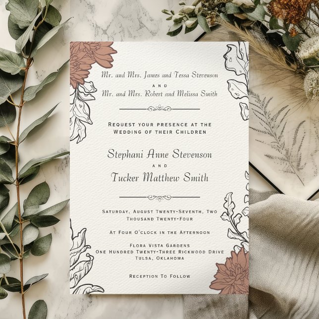 Invitación Elegante Boda formal de Art Nouveau floral (Subido por el creador)