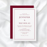 Invitación Elegante Boda formal de Borgoña<br><div class="desc">Elegante invitación formal a la boda de Borgoña</div>