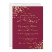 Elegante boda formal de burgundy y oro