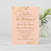 Elegante Boda formal de Coral Peach y Gold Classic