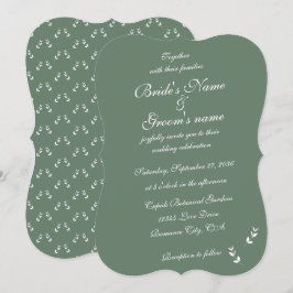 Invitación Elegante Boda formal de escritura verde salada