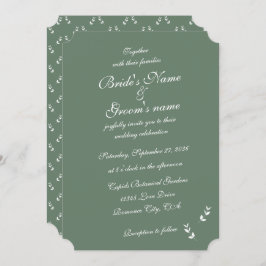 Invitación Elegante Boda formal de escritura verde salada