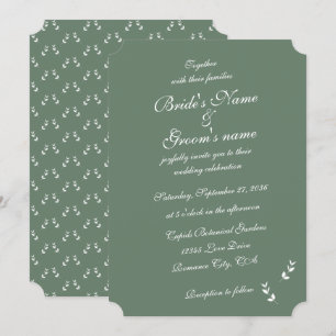 Invitación Elegante Boda formal de escritura verde salada