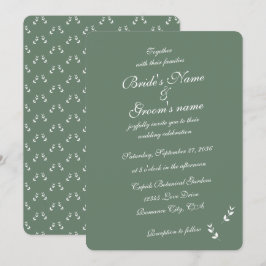 Invitación Elegante Boda formal de escritura verde salada