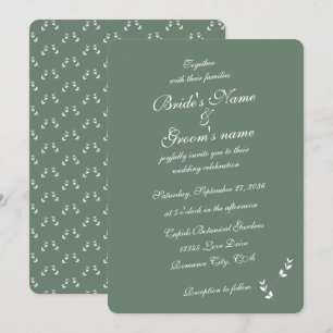 Invitación Elegante Boda formal de escritura verde salada