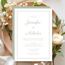 Elegante Boda Formal de Guion Verde Salvia