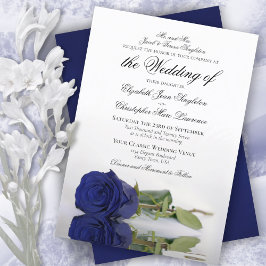 Invitación Elegante Boda formal de la Marina Oscura Rosa Azul