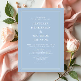 Invitación Elegante Boda Formal de Polvo Azul