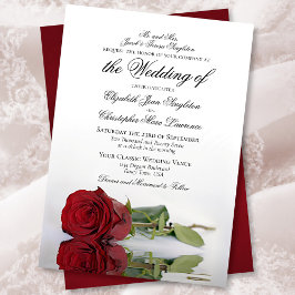 Invitación Elegante Boda formal de rosa roja de larga estampa