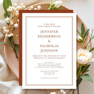 Invitación Elegante Boda formal de terracota clásico