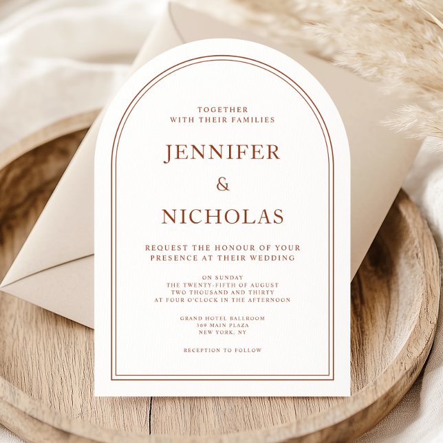 Invitación Elegante Boda formal de terracota clásico (Elegant Classic Formal Terracotta Wedding Invitation)