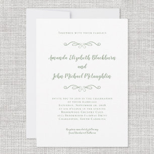 Invitación Elegante boda formal de verde salvia