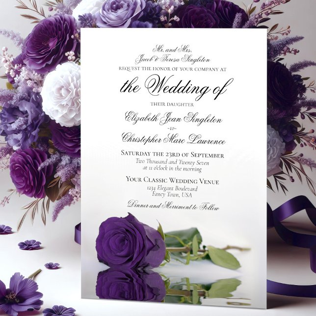 Invitación Elegante Boda formal del Rosa Deep Royal Purple (Subido por el creador)