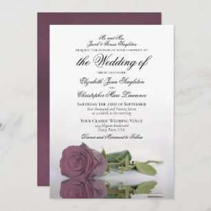 Invitación Elegante Boda formal Dusty Mauve Rosa Rosa