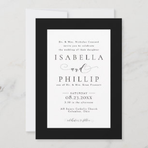 Invitación Elegante boda formal en blanco y negro