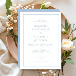 Invitación Elegante Boda formal en polvo azul