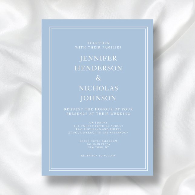Invitación Elegante Boda formal en polvo azul (Elegant Formal Powder Blue Wedding Invitation)