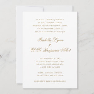 Invitación Elegante Boda formal español de oro