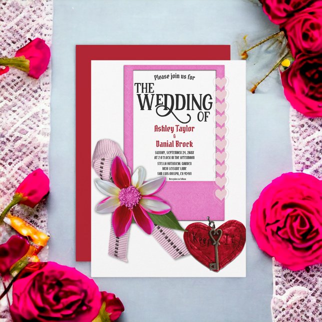 Invitación Elegante Boda formal Fancy Red Romantic (Subido por el creador)