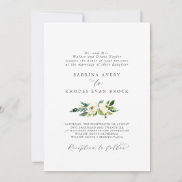 Invitación Elegante Boda formal floral blanca